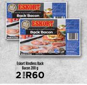 Eskort Rindless Back Bacon-For 2 x 200g