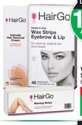 Hair Go Intimate Hair Removal Cream 125ml Or Eyebrow & Lip Wax Strips 48 Pieces-Each