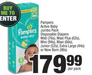 Pampers Active Baby Jumbo Pack Disposable Diapers-Per Pack