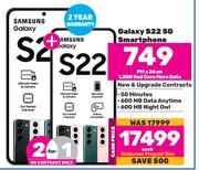 2 x Samsung Galaxy S22 5G Smartphone-On 1.2GB Red Core More Data