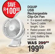 Dquip USB Rechargeable Clip-On Fan 432649