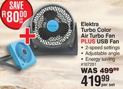 Elektra Turbo Color Air Turbo Fan Plus USB Fan 167281-Per Set