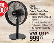 Alva Air 30cm Drum Desk Fan(Matt Black) 455273