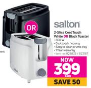 Salton 2 Slice Cool Touch White Or Black Toaster-Each