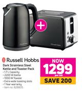 Russell Hobbs Dark Stainless Steel Kettle & Toaster Pack-Per Set