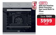 Defy 600mm Slimline Multi Function Eye Level Built In Oven