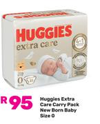 Huggies Extra Care Carry Pack New Born Baby Size 0