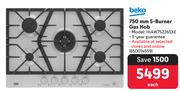 Beko 750mm 5-Burner Gas Hob HIAW75226SXE 850014559-Each