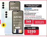 2 x Samsung Galaxy A25 128GB 5G-On 1.3GB Red Core More Data/50 Min Top Up