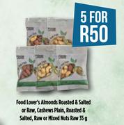 Food Lover's Almonds (Roasted & Salted Or Raw)-For 5 x 35g