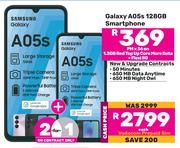 2 x Samsung Galaxy A05s 128GB Smartphone-On 1.3GB Red Top Up Core More Data + Flexi 80