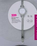 Silver Mesh Watch & Stud Set-Per Set
