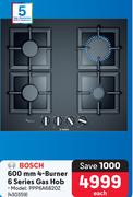 Bosch 600mm 4 Burner 6 Series Gas Hob PPP6A6B20Z