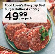 Food Lover's Everyday Beef Burger Patties-4 x 100g Per Pack