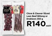 Clove & Cleaver Sliced Lean Beef Biltong Or Droewors-350g Each
