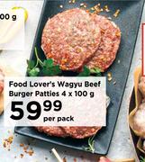 Food Lover's Wagyu Beef Burger Patties-4 x 100g Per Pack
