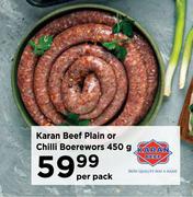 Karan Beef Plain Or Chilli Boerewors-450g Per Pack