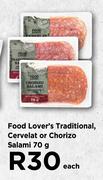 Food Lover's Traditional, Cervelat Or Chorizo Salami-70g Each