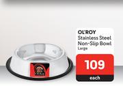Ol'Roy Stainless Steel Non Slip Bowl Large-Each