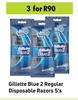 Gillette Blue 2 Regular Disposable Razors-For 3 x 5's