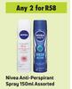 Nivea Anti Perspirant Spray Assorted-For 2 x 150ml