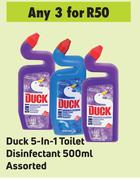 Duck 5 In 1 Toilet Disinfectant Assorted-For 3 x 500ml