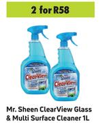 Mr Sheen Clear View Glass & Multi Surface Cleaner-For 2 x 1L