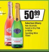 Robertson Winery Non Alcoholic Sweet Or Dry Pink Or White Sparkling Wine-750ml Each