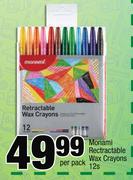 Monami Retractable Wax Crayons-12s Per Pack