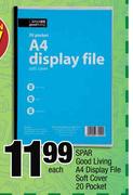 Spar Good Living A4 Display File Soft Cover 20 Pocket-Each