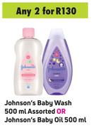 Johnson's Baby Wash 500ml Or Johnson's Baby Oil 500ml-For 2