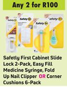 Safety First Cabinet Slide Lock 2 Pack,Easy Fill Medicine Syringe,Fold Up Nail Clipper 6 Pack-For 2