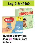 Huggies Baby Wipes Pure Or Natural Care 4 Pack-For 2
