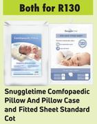 Snuggletime Comfopaedic Pillow & Pillow Case & Fitted Sheet Standard Cot-Both For