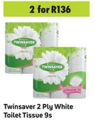 Twinsaver 2 Ply White Toilet Tissue-For 2 x 9's Pack