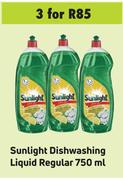 Sunlight Dishwashing Liquid Regular-For 3 x 750ml 