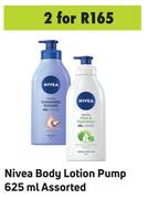 Nivea Body Lotion Pump Assorted-For 2 x 625ml