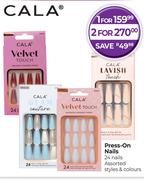 Cala Press On Nails 24 Nails Assorted Styles & Colours-For 1