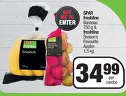 Spar Freshline Bananas 750g & Freshline Season's Favourite Apples 1.5kg-Per Combo