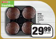 Spar Freshline Muffins Assorted-4'Per Pack