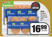 Spar Freshline Hot Dog Or Hamburger Rolls-6 Per Pack