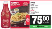 Wimpy Frozen Potato Chips Straight Cut 1Kg Plus Tomato Sauce 500ml-Both For