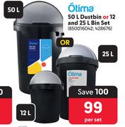 Otima 50Ltr Dustbin Or 12 Ans 25Ltr Bin Set 850016042, 428676-Per Set