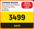 Johnnie Walker Blue Label Scotch Whisky Double Glass Pack-750ml Each