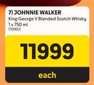 Johnnie Walker King George V Blended Scotch Whisky-750ml Each