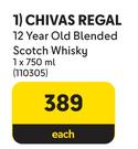 Chivas Regal 12 Year Old Blended Scotch Whisky-750ml Each