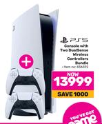 PS5 Console With Two Dual Sense Wireless Controllers Bundle