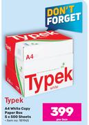 Typek A4 White Copy Paper Box 5 x 500 Sheets-Per Box