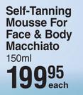 Lirene Self Tanning Mousse For Face & Body Macchiato-150ml Each