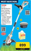 Ryobi 550W Electric Line Trimmer, Trimming Line And Trimming Head Kit KIT-414